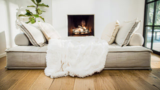 Jacquard Faux Fur Throw | Ultra-Soft, Cozy Elegance | Ivory
