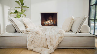 Jacquard Faux Fur Throw | Ultra-Soft, Cozy Elegance | Beige
