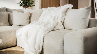 Jacquard Faux Fur Throw | Ultra-Soft, Cozy Elegance | Ivory
